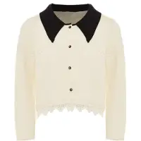 NAEMI Casaco de malha preto / branco lã