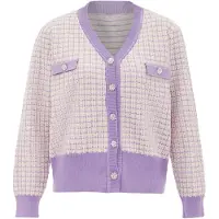 NAEMI Casaco de malha roxo claro / branco lã