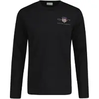 Gant para homem. 2004058 T-shirt média Archive Shield preta (M), Preto, Casual, Algodão, Manga comprida