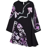 Desigual , Vestido curto assimétrico com letras, PoliÉSter, Preto, S