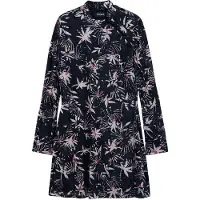 Desigual , Vestido folhas gola quimono, Preto, XL