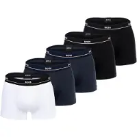 BOSS para homem. 50475275 Pacote de 5 calções de boxer elástico preto, marinho e branco (L), Casual, Algodão