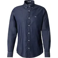 Gant para homem. 3000402 Camisa Slim Fit Indigo navy indigo (M), Casual, Algodão, Clássico, Manga comprida, Marinho