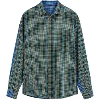 Desigual , Camisa xadrez combinada, AlgodÃO, Azul, S