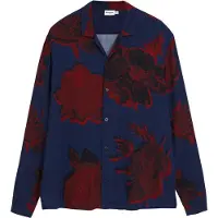 Desigual , Camisa de flores escuras, Viscose, Azul, L