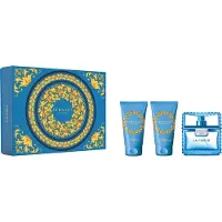 Versace Man Eau Fraiche Conjunto presente eau de toilette 50 ml gel de duche Man Eau Fraiche 50 ml aftershave para homem