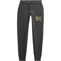 Superdry para mulher. W7011093A Calças jogger justas com logótipo Luxe metálico em cinzento (XS), Casual, Cinza, Algodão