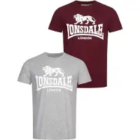 Lonsdale Camisa 'KELSO' cinzento / vermelho vinho / branco