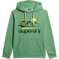 Superdry para homem. M2013708A Casaco com capuz gráfico Great Outdoors verde (M), Casual, Algodão, Algodão orgânico, Sustentável