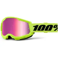 100% Strata 2 Óculos de motocross amarelo néon, onesize