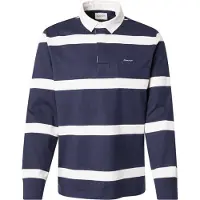 Gant para homem. 2044013 Pólo Rugger em riscas tingidas com fio da marinha (S), Casual, Algodão, Manga comprida, Marinho