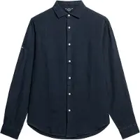 Superdry para homem. M4010607A Camisa casual de linho de manga comprida em azul-marinho (XXL)