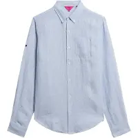 Superdry para homem. M4010696A Camisa de linho azul Studios (XXL), Casual, Manga comprida