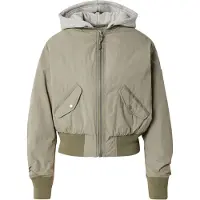 Superdry para mulher. W5011861A Jaqueta bomber MA1 com capuz verde bege (L), Casual, Algodão