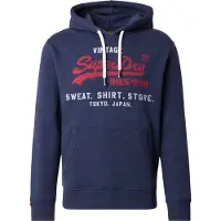 Superdry para homem. M2014122A Sweatshirt de corte descontraído com capuz e logótipo Vintage Heritage em azul-marinho (XL), Casual, Algodão