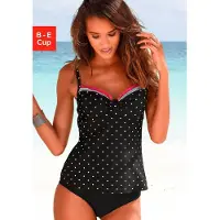 LASCANA Top de tankini 'Monroe' rosa néon / preto / branco