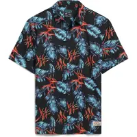 Superdry para homem. M4010353A Camisa havaiana azul-marinho (S), Casual, Modal, Manga curta