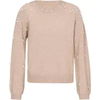 Faina Pullover bege / branco pérola