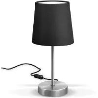 B.K. Licht Candeeiro de mesa Kaneo, preto, altura 30,8 cm, metal e tecido, E14