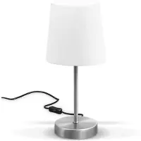 B.K. Licht Candeeiro de mesa Kaneo, branco, altura 30,8 cm, metal, tecido, E14