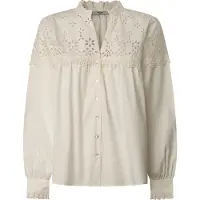 Pepe Jeans para mulher. PL305014 Blusa Bernadette branca (M), Branco, Casual, Algodão, Manga comprida