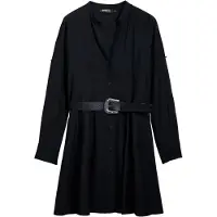Desigual , Vestido chemise com cinto, Preto, M