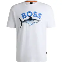 BOSS para homem. 50539196 Camiseta Bossfish branca (XXL), Branco, Casual, Algodão, Manga curta