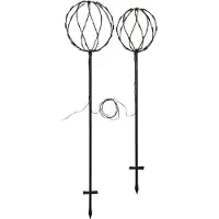 Star Trading Esfera de luz LED para espigão de chão, preto, metal, conjunto de 2