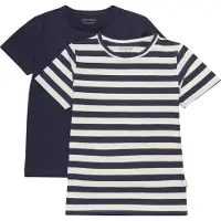Minymo Camisola azul escuro / branco natural