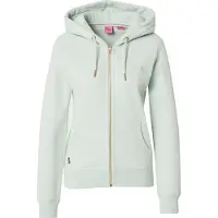 Superdry para mulher. W2012358A Camisola com capuz com fecho de correr e logótipo Verde essencial (L), Casual, Algodão