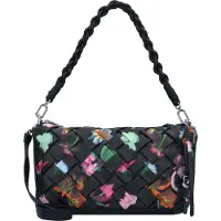Desigual , Bolsa pequena com flores trançadas, Poliuretano, Preto, U