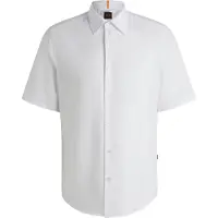 BOSS para homem. 50537332 Camisa Oxford de algodão de ajuste regular branca (S), Branco, Casual, Manga curta