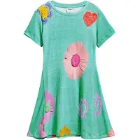Desigual , Vestido curto estampado, AlgodÃO, Azul, 11/12