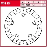 TRW Disco de travão com homologação ABE MST278,DIÂM.296MM,FIXO