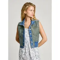 Pepe Jeans para mulher. PL402592 Colete W11 Denim Rever azul verde, azul (XXS), Casual, Algodão, Sustentável