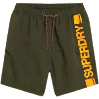 Superdry para homem. M3010236A Fato de banho em material reciclado com grafismos desportivos verdes (XL), Beachwear, Sustentável, Poliéster
