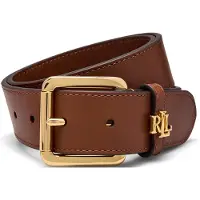 Ralph Lauren para mulher. 412968765002 Cinto de couro com fivela castanha com logótipo (M), Marrom, Casual, Pele