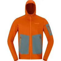 Norrøna - Vestuário caminhada - Falketind Warm2 Stretch Hood M Gold Flame para Homem - Tamanho S - Laranja