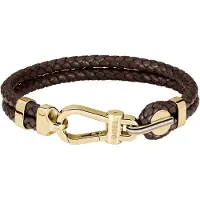 BOSS Bracciale Doppio Pelle Marrone 19 Cm 1580700 — Bracciale