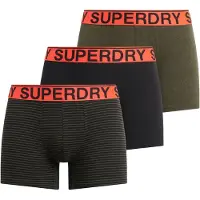Superdry para homem. M3110452B Pack de 3 calções boxer Texto preto, verde (M), Homewear, Algodão