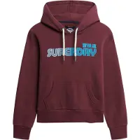 Superdry para mulher. W2012494A Moletom com capuz Faded Core bordô (M), Casual, Algodão, Borgonha
