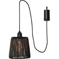 Star Trading Candeeiro de exterior LED suspenso Cordel plástico preto Ø 15cm pilha