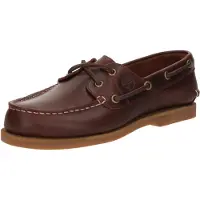 Timberland para mulher. TB0A2Q9XEIW1 Sapatos de barco clássicos em pele castanha (42 W), Couro, Marrom, Plano, Cordão, Casual
