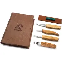 BeaverCraft Set of 4 Knives S09 Book, conjunto para talhar madeira com livro de armazenamento em madeira