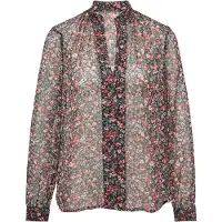 QS Blusa esmeralda / cor-de-rosa / vermelho vivo / preto