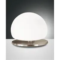 FABAS LUCE Candeeiro de mesa Morgana, níquel/branco, regulador de intensidade tátil, 3 000