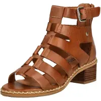 Pikolinos para mulher. W3H-1823 Sandálias Blanes em pele castanha -Altura do salto 5cm (38), Couro, Marrom, 5 a 8cm, Zíper, Casual