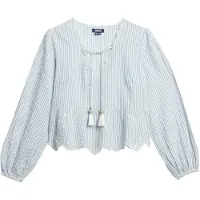 Superdry para mulher. W6012100A Blusa Broderie azul (XS), Casual, Algodão, Manga comprida