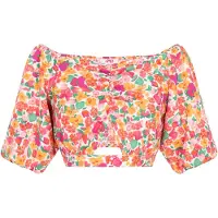 Swirly Camisa 'Spring Summer' amarelo dourado / cana / fúcsia / vermelho claro