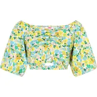 Swirly Camisa 'Spring Summer' azul claro / amarelo / cor-de-rosa / branco